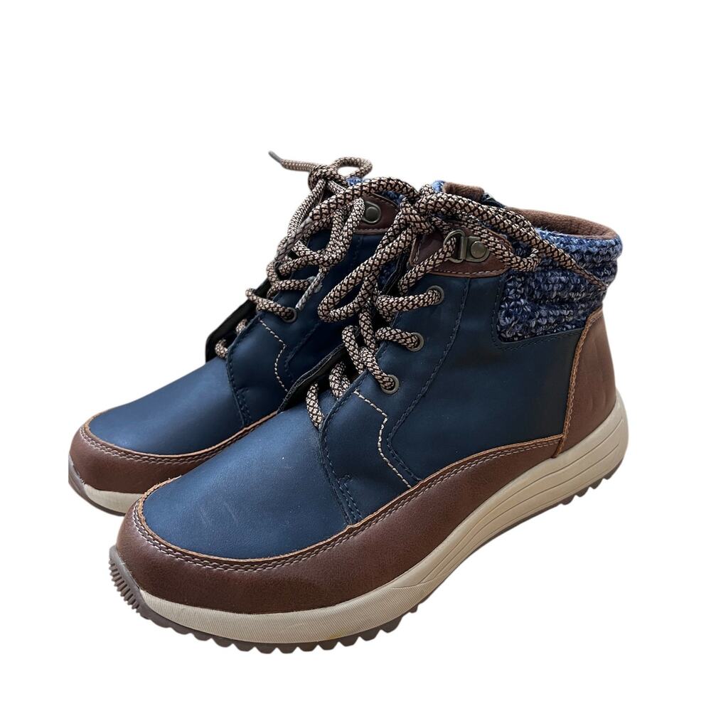 Sporto Egnite Women's 6.5 M Navy Brown Duck Boots Faux Fur Trim Waterproof Hike